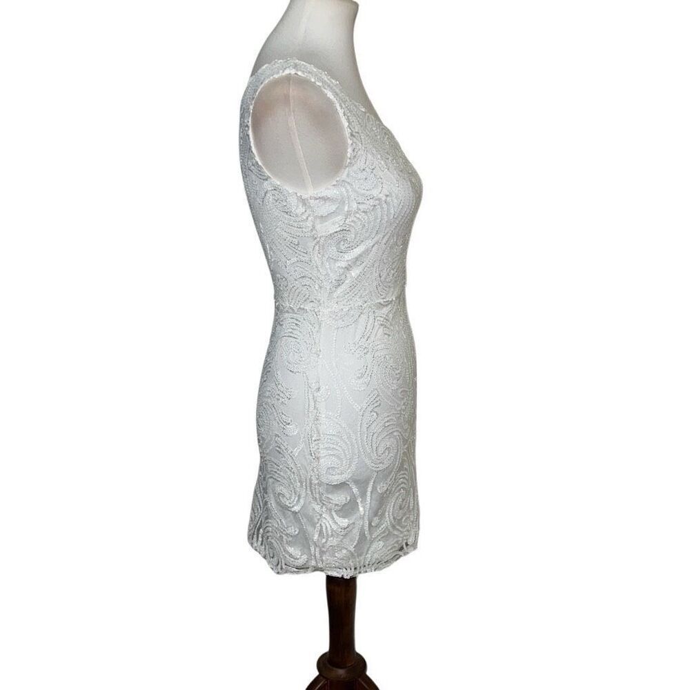 Lulu’s Madina White Sequin One-Shoulder Bodycon Mini Dress size X-Small XS - Picture 3 of 9